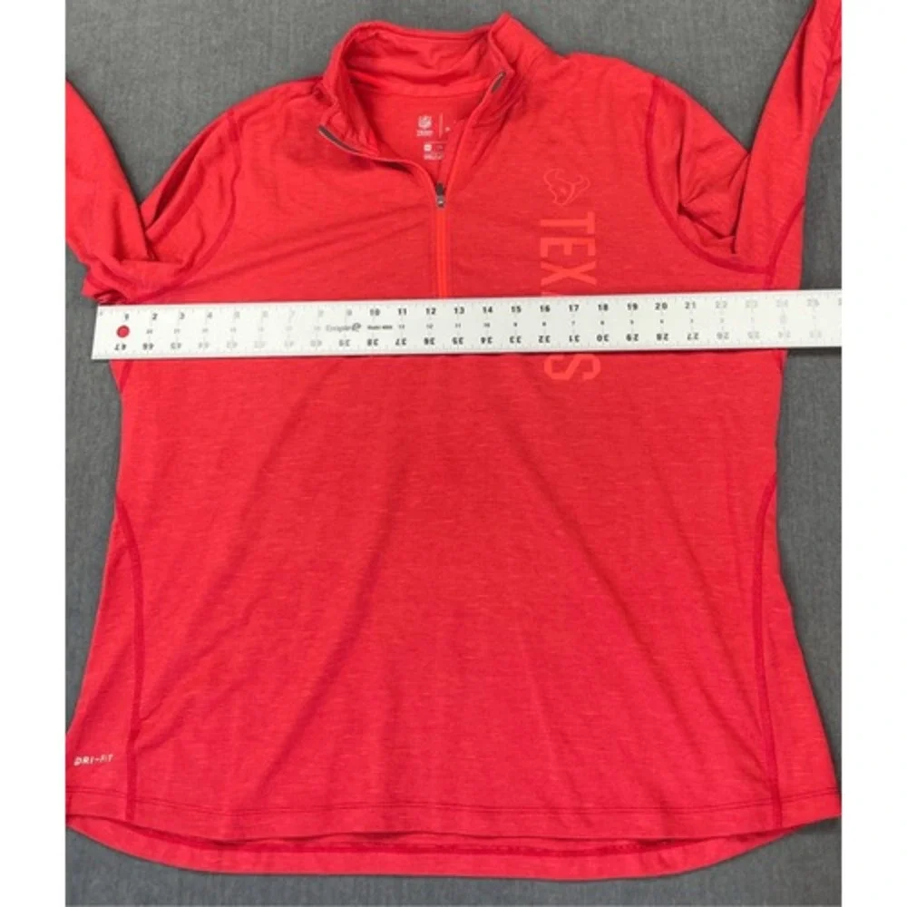 Nike‎ Houston Texans Quarter Zip Pullover Long Sleeve T Shirt Mens 2XL Red NFL